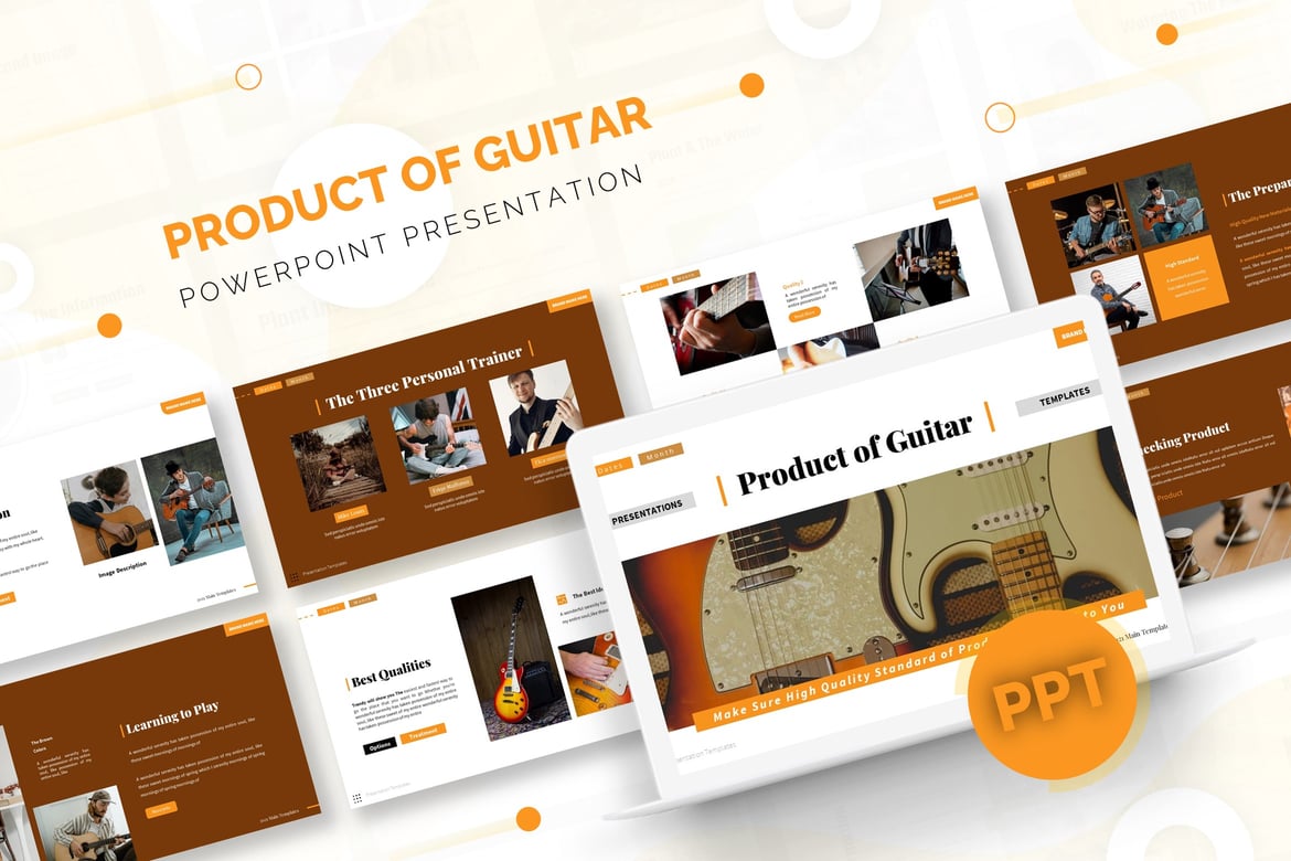 Template Powerpoint Gitar yang Menarik dan Profesional
