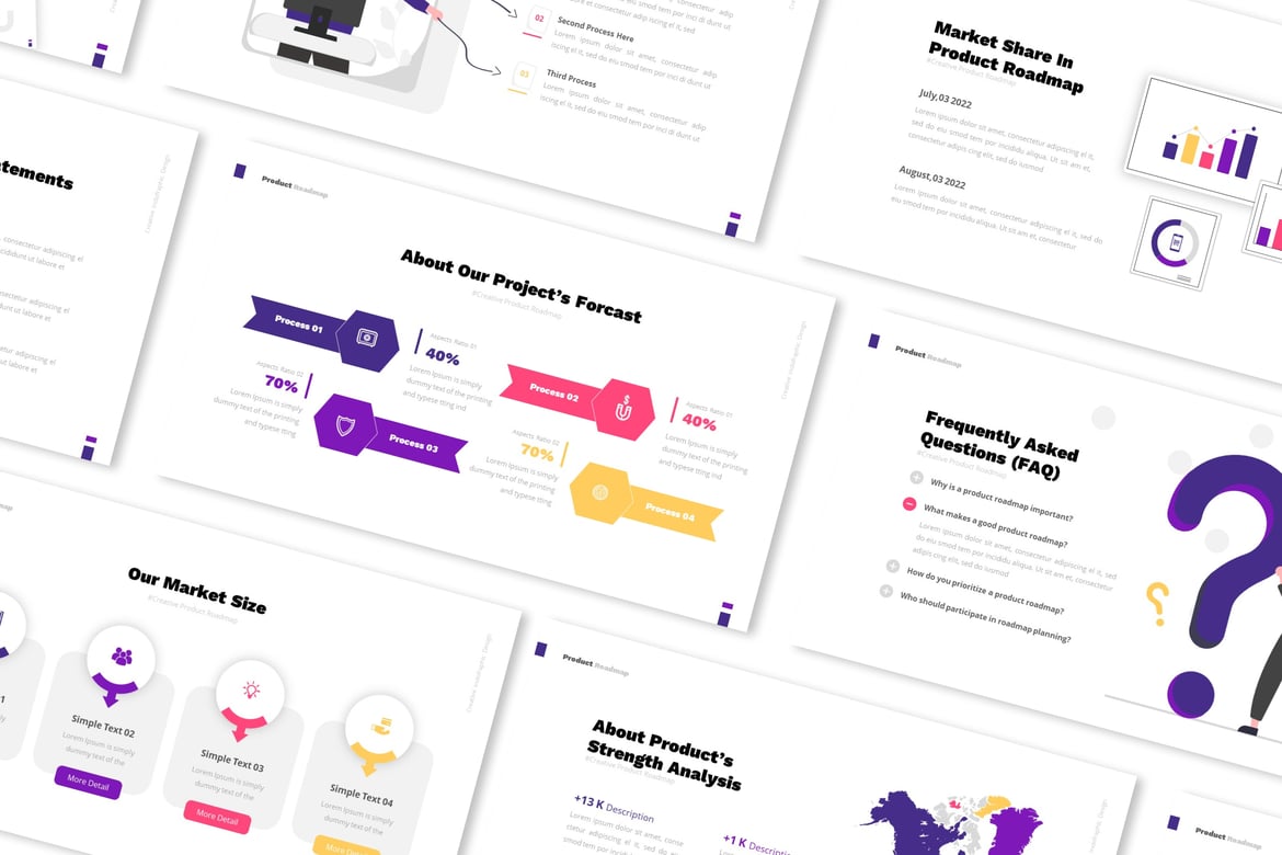 Template Presentasi PowerPoint Infografis Peta Produk yang Menarik