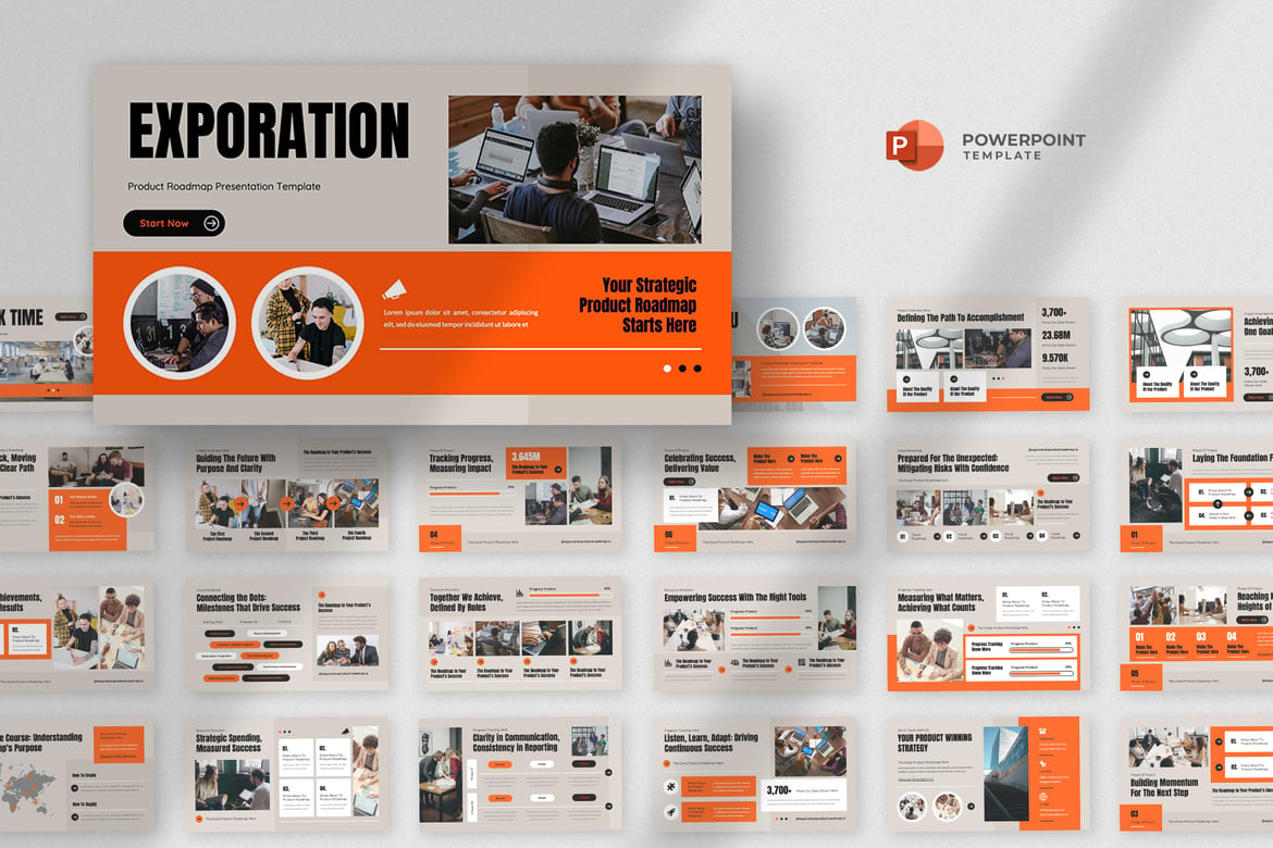 Template Powerpoint Peta Jalan Produk yang Menarik dan Profesional