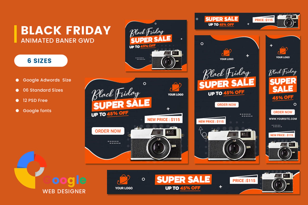 Banner Iklan Black Friday Dalam Format HTML5 untuk Penjualan Produk