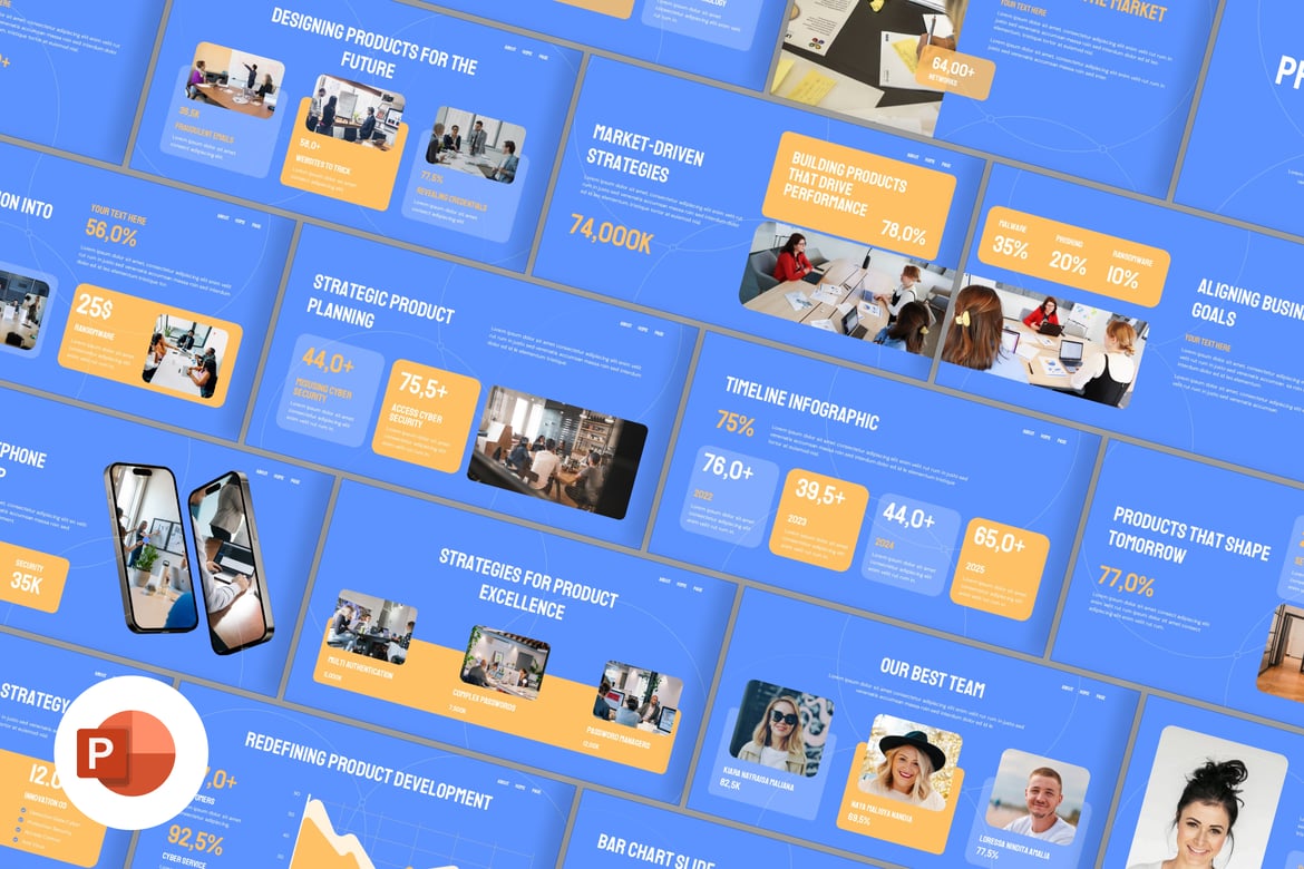 Template Presentasi PowerPoint Strategi Produk yang Menarik dan Profesional