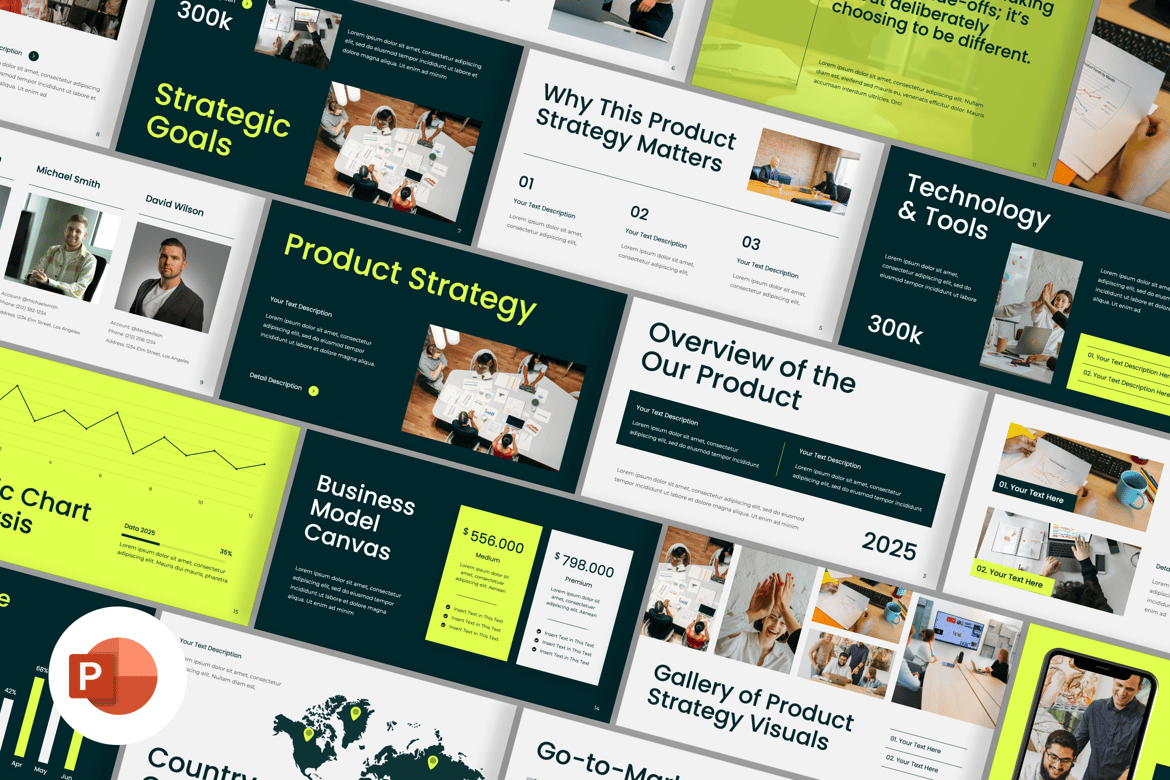 Template PowerPoint Strategi Produk yang Menarik