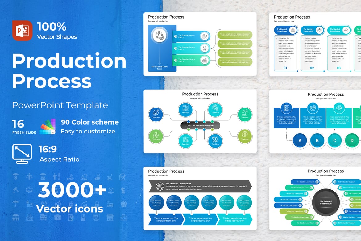 Template PowerPoint Proses Produksi yang Menarik