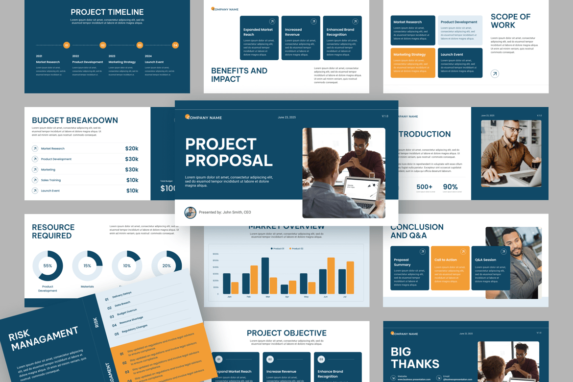 Template Presentasi Proyek Profesional dengan Desain Modern
