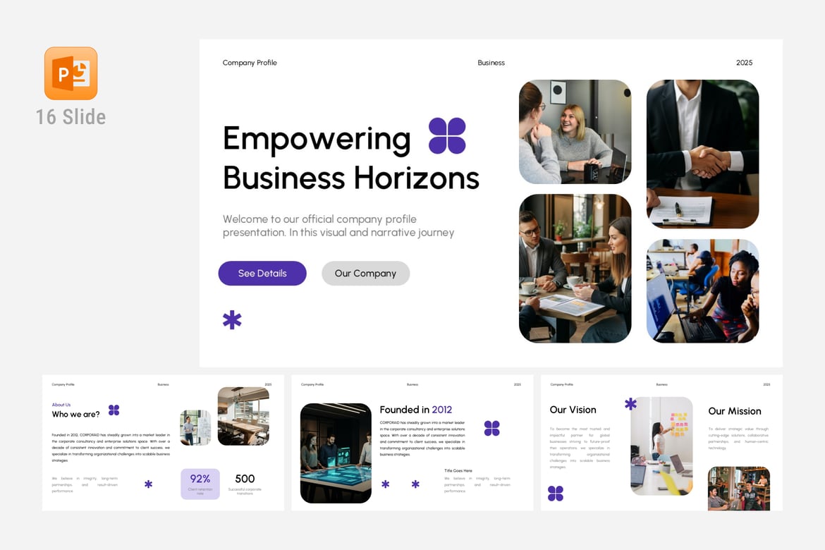 Template PowerPoint Profil Bisnis Profesional yang Menarik