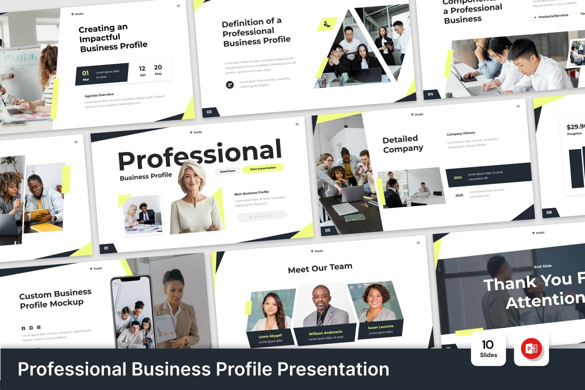 Template PowerPoint Profil Bisnis Profesional yang Menarik
