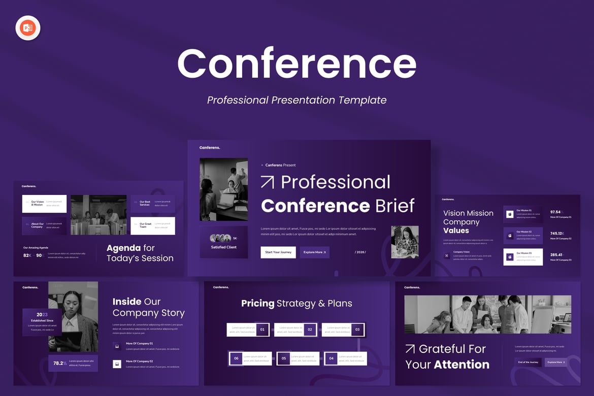Template PowerPoint Konferensi Profesional untuk Presentasi Mengesankan