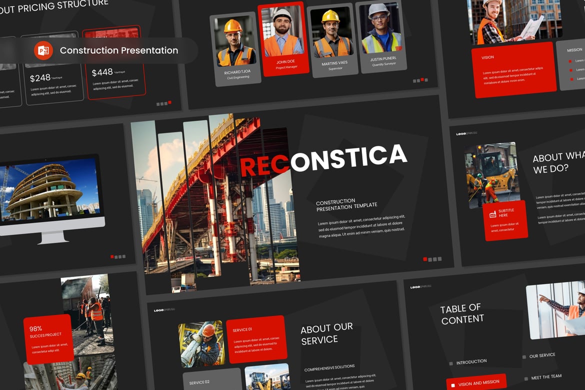 Template Presentasi PowerPoint untuk Konstruksi yang Profesional