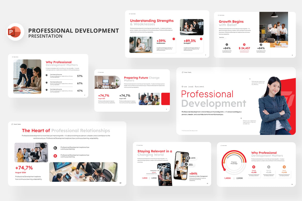 Template PowerPoint Pengembangan Profesional yang Menarik