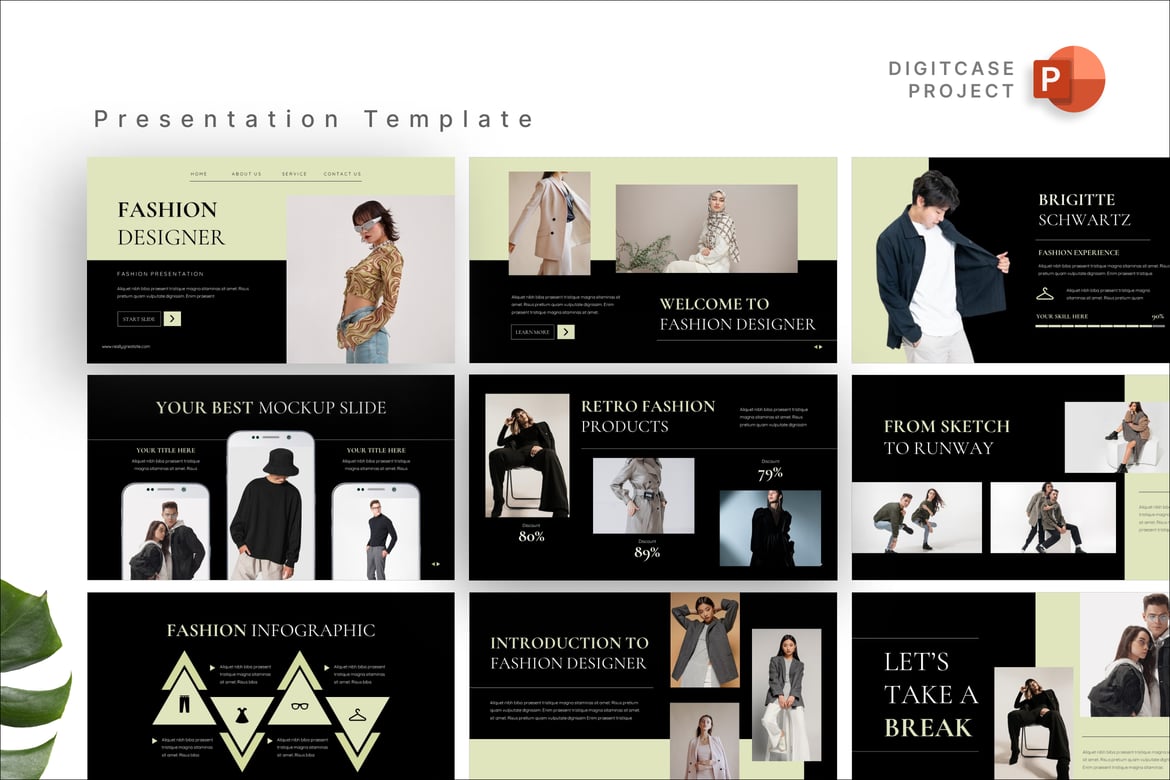 Template PowerPoint Desainer Fashion Profesional yang Menarik