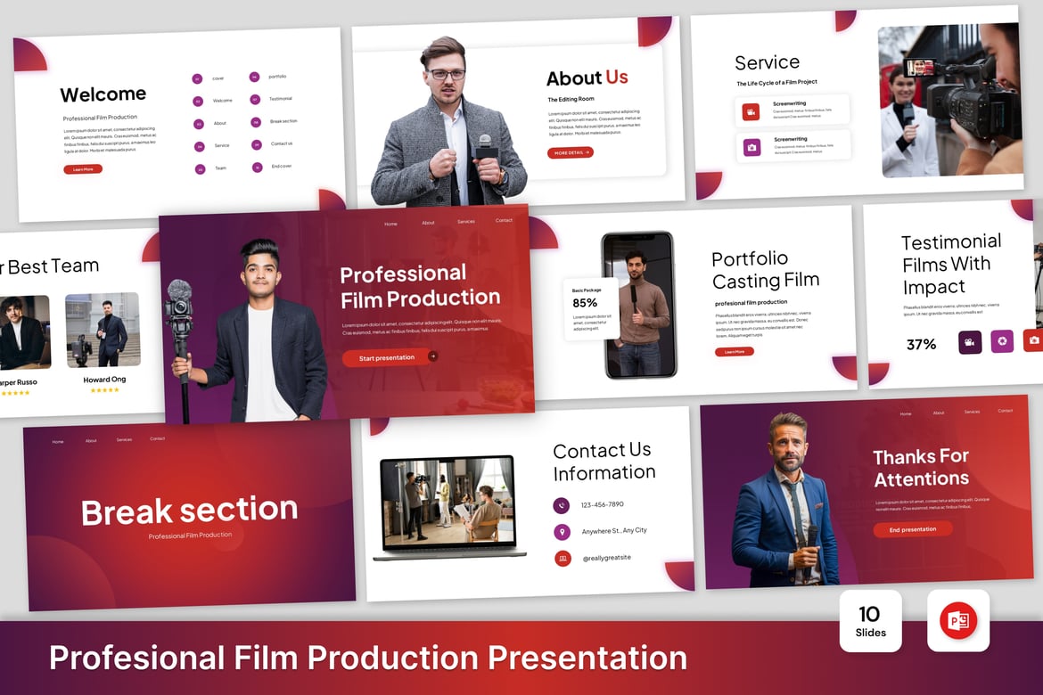 Template Presentasi Film Profesional untuk Produksi Sinematik