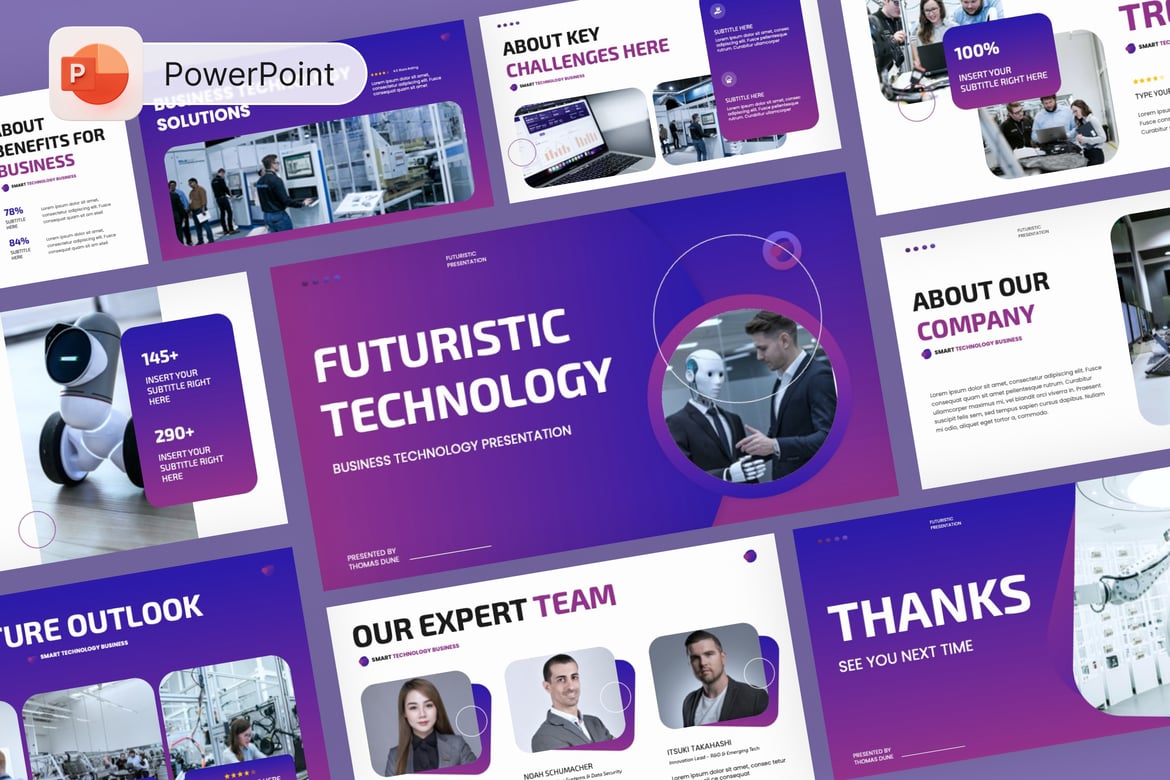 Template Presentasi PowerPoint Teknologi Futuristik Profesional