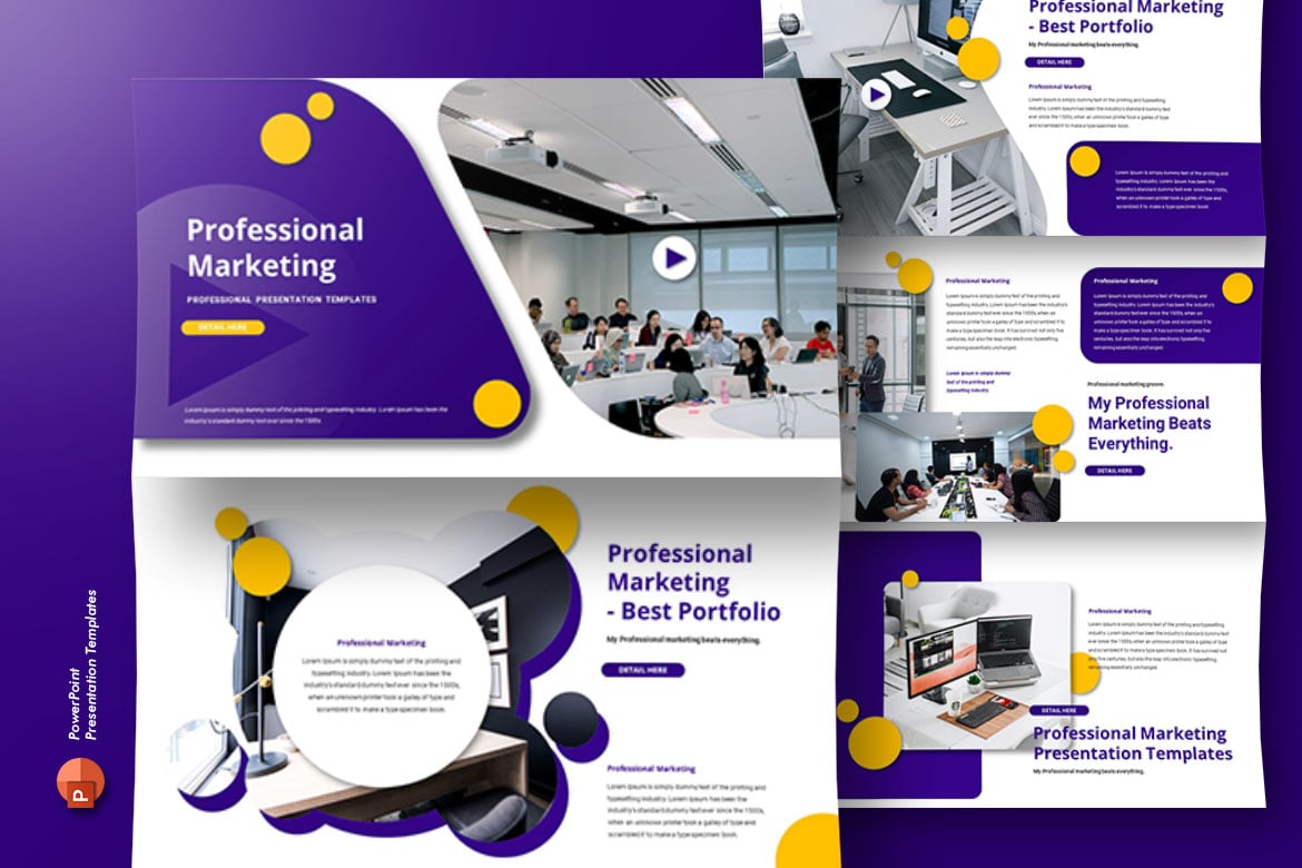 Template PowerPoint Pemasaran Profesional yang Menarik