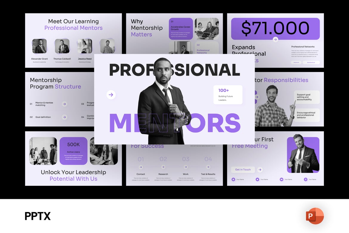 Template Presentasi Powerpoint Mentor Profesional yang Menarik