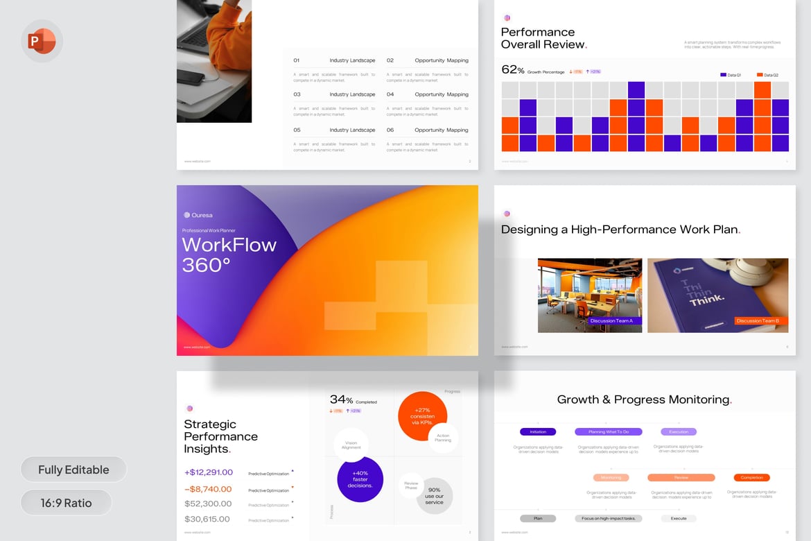 Template Presentasi Profesional - Perencana Kerja PowerPoint Modern