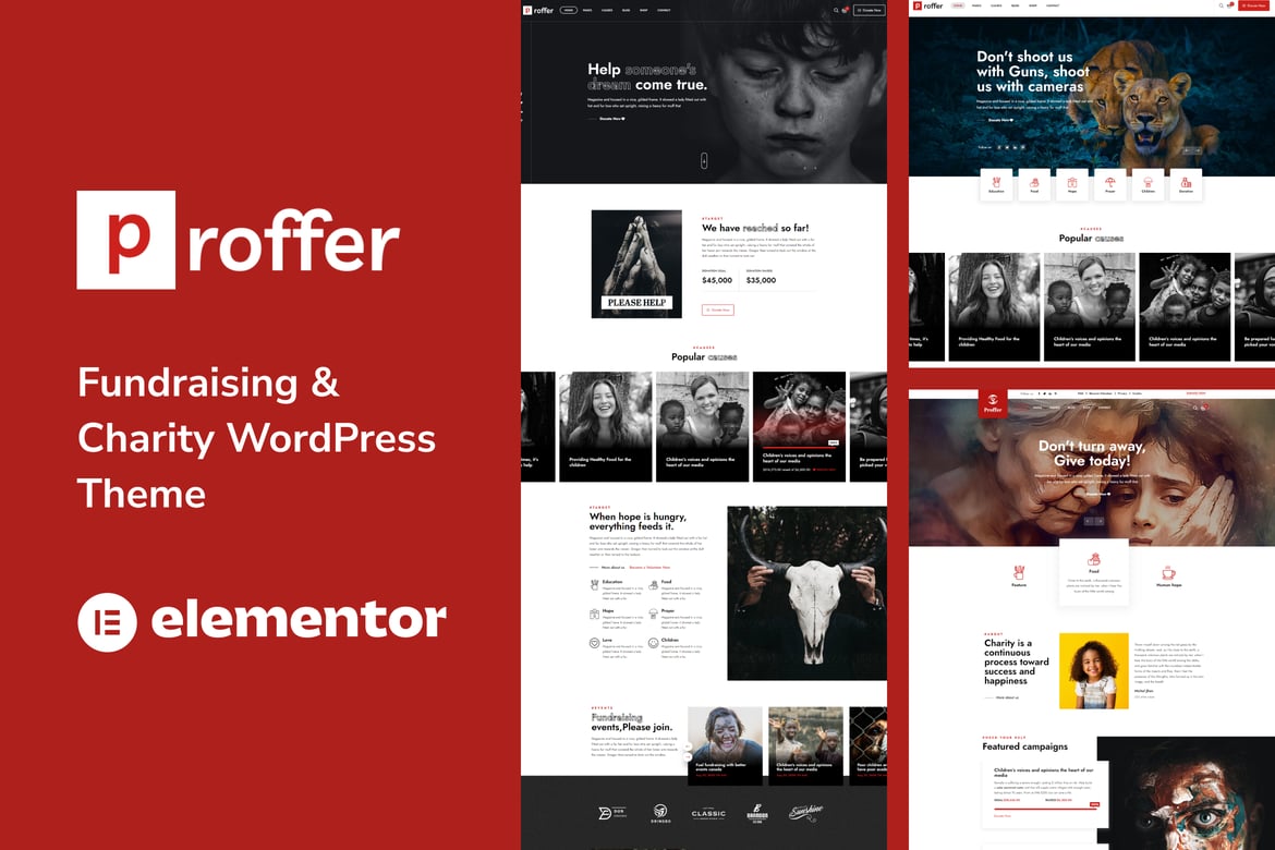 Proffer - Tema WordPress Fundraising dan Amal yang Elegan