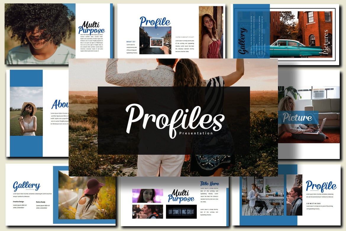 Template PowerPoint Kreatif - Profiles yang Menawan