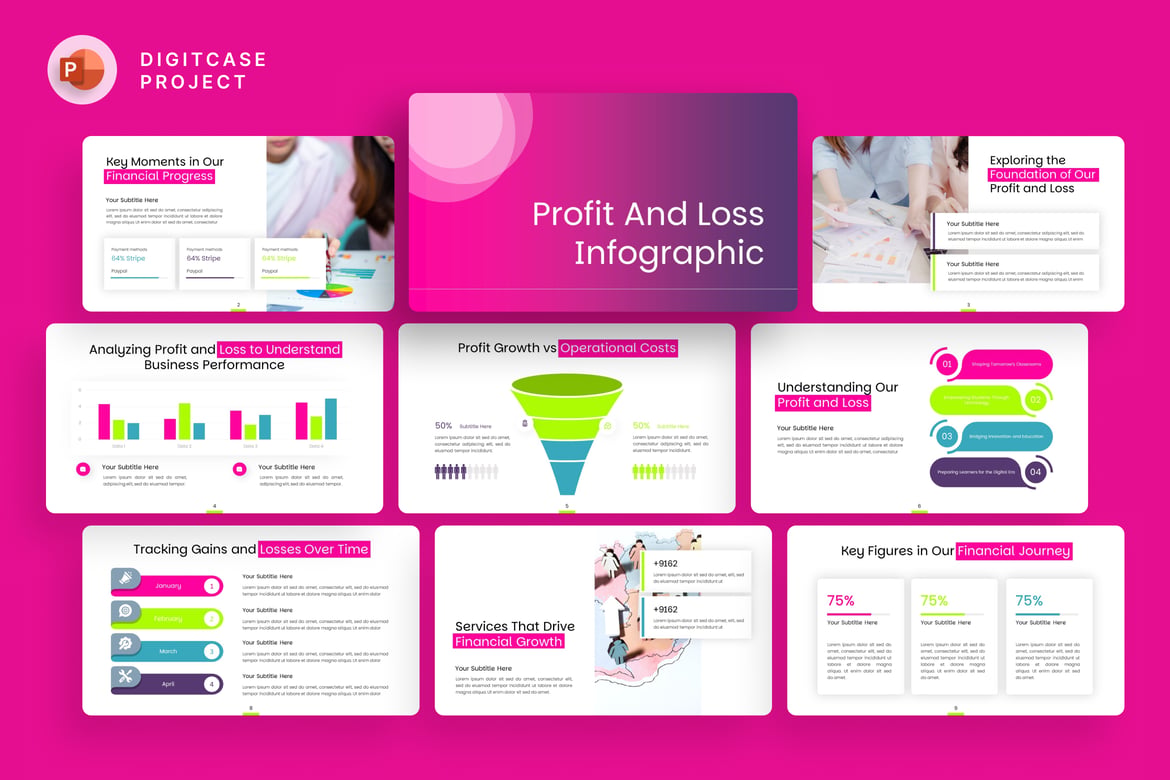 Template Presentasi Infografik Profit dan Rugi yang Modern