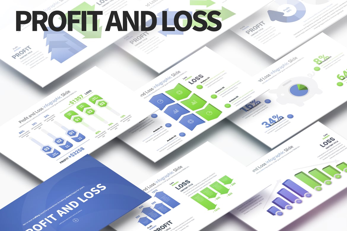 Template PowerPoint Profit dan Rugi - Slide Infografis Menarik