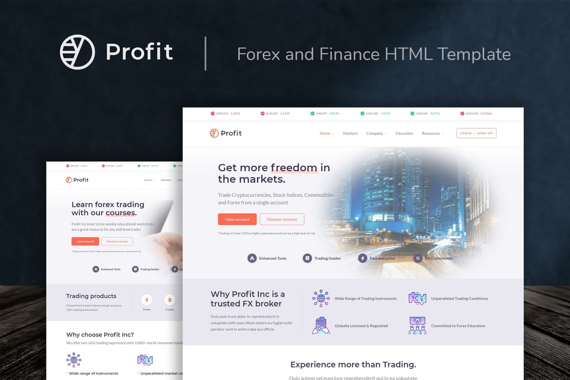 Template Website Profit - Solusi Profesional untuk Forex dan Keuangan
