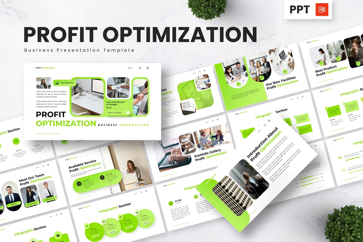 Template Powerpoint Optimalisasi Keuntungan yang Menarik