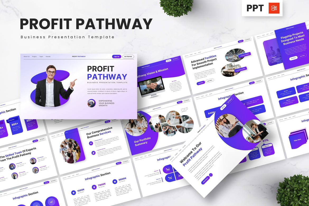 Template Presentasi Bisnis Profit Pathway - Powerpoint yang Menarik