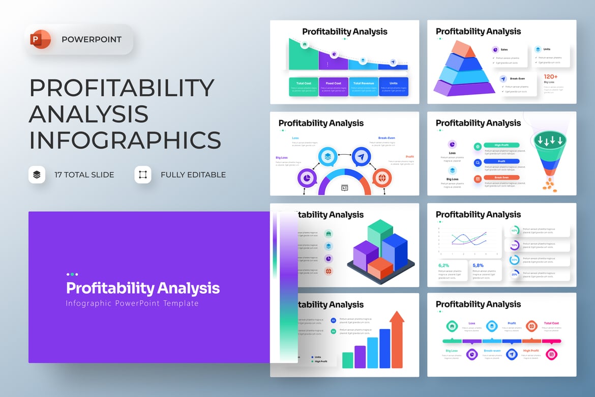 Template PowerPoint Infografis Analisis Profitabilitas yang Menarik