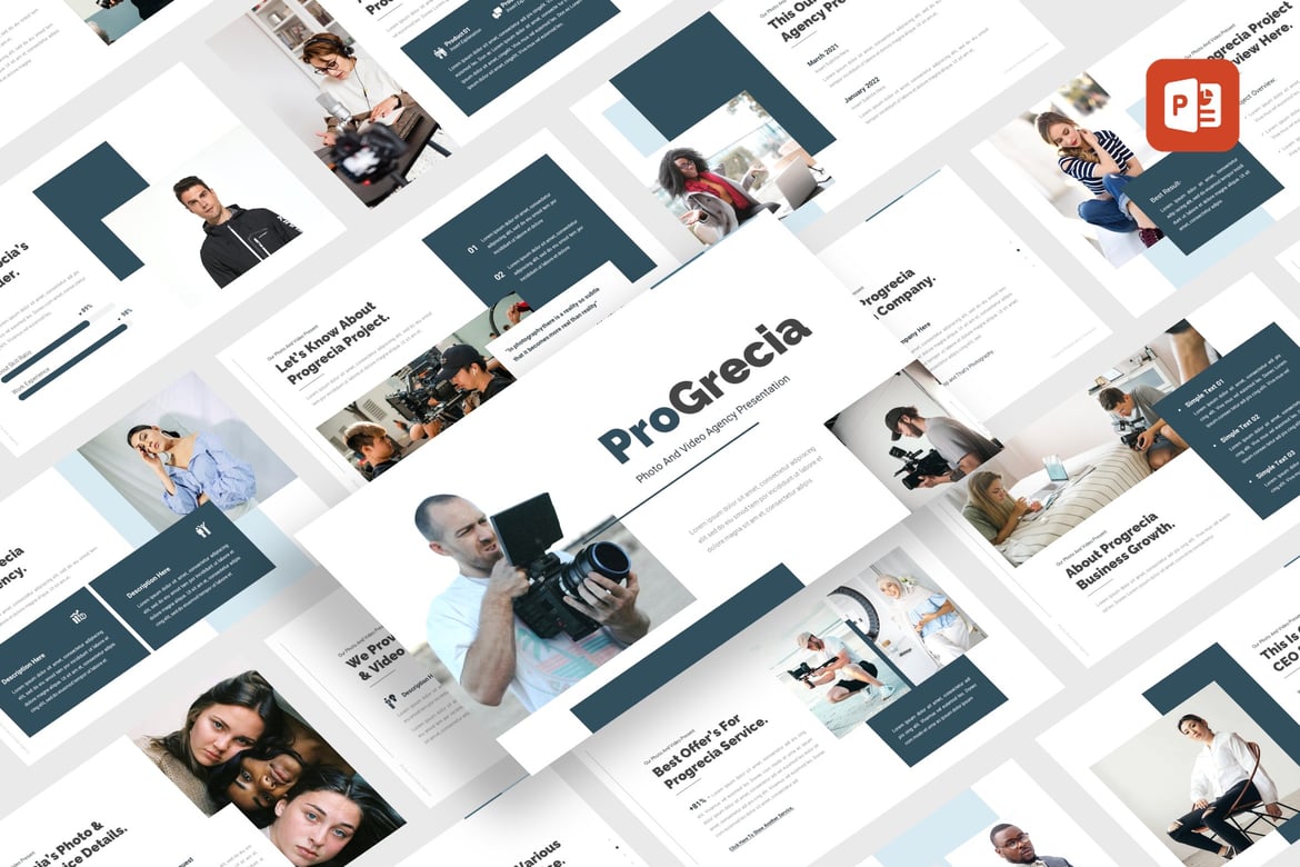 Template PowerPoint Progrecia - Agensi Foto & Video yang Menarik