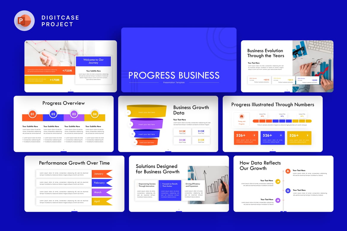 Template Presentasi PowerPoint Bisnis Progress yang Profesional