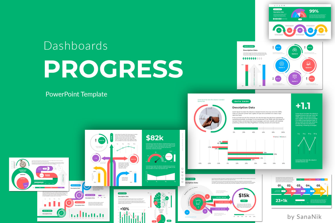 Template PowerPoint Dashboard Progres yang Menarik dan Interaktif