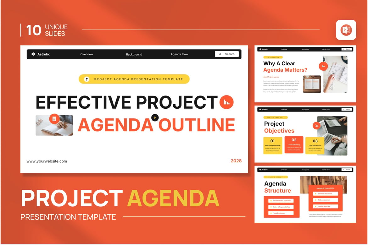 Template PowerPoint Agenda Proyek yang Menarik dan Profesional