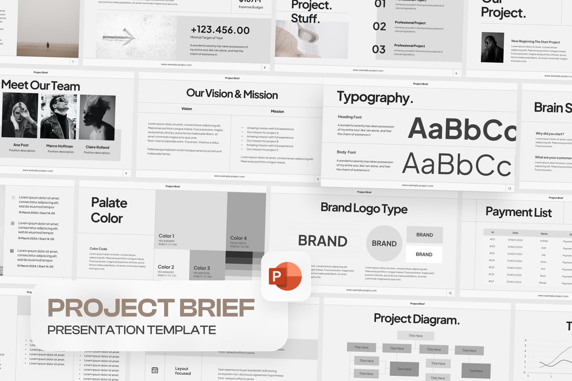 Template Presentasi PowerPoint Proyek yang Minimalis dan Elegan