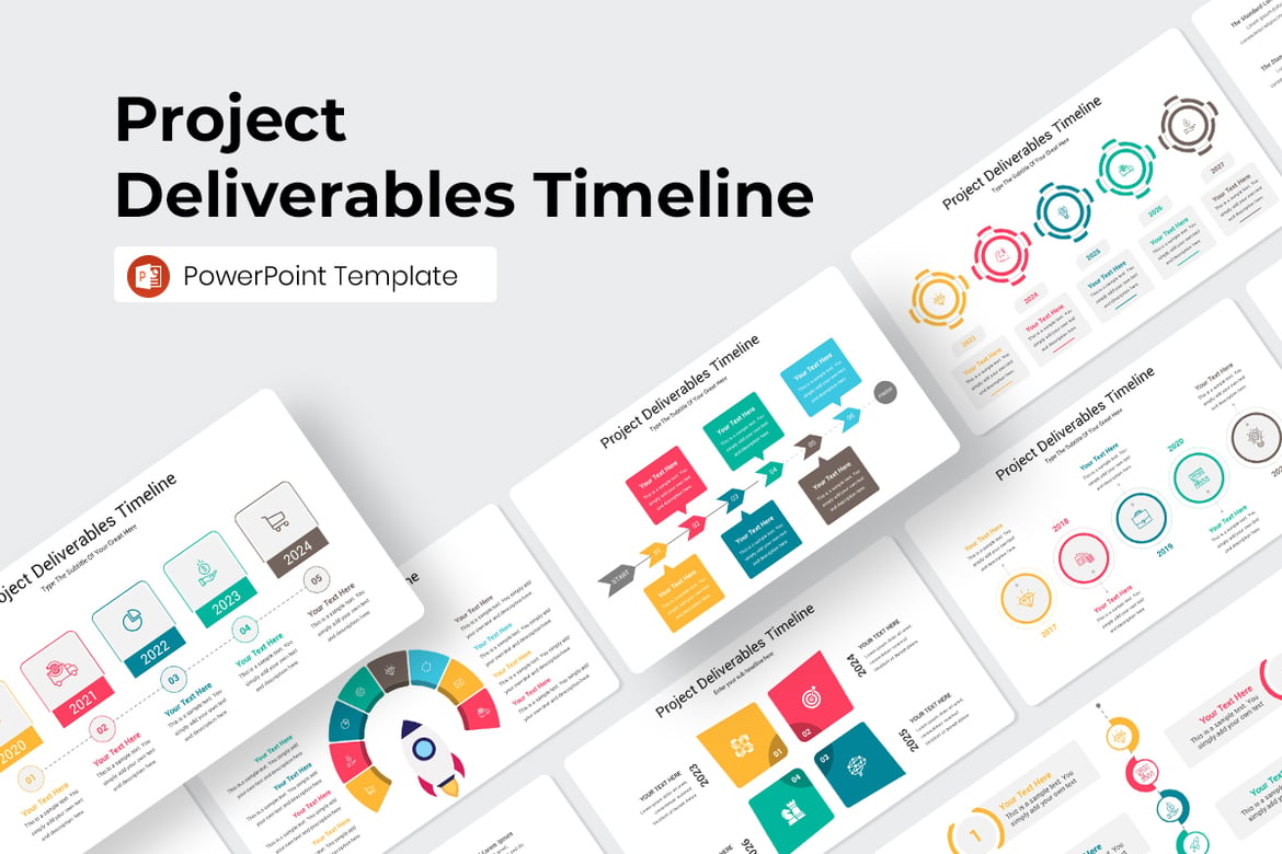 Template PowerPoint Garis Waktu Deliverables Proyek yang Menarik