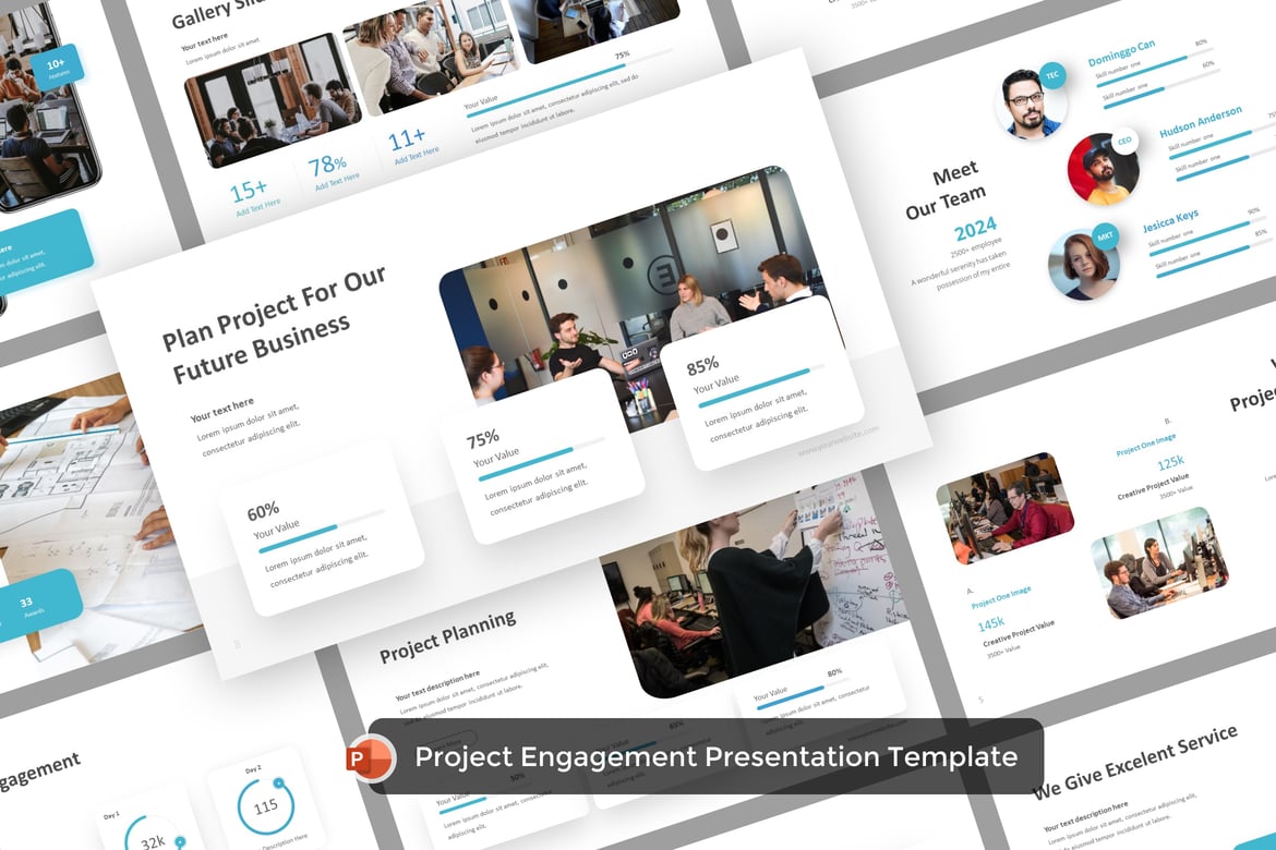Template Presentasi PowerPoint untuk Keterlibatan Proyek yang Menarik