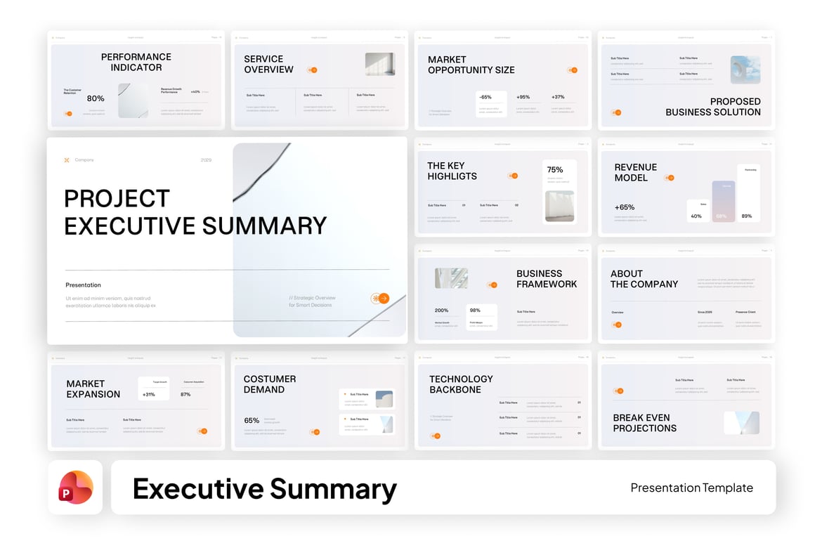 Template PowerPoint Ringkasan Eksekutif Proyek yang Profesional