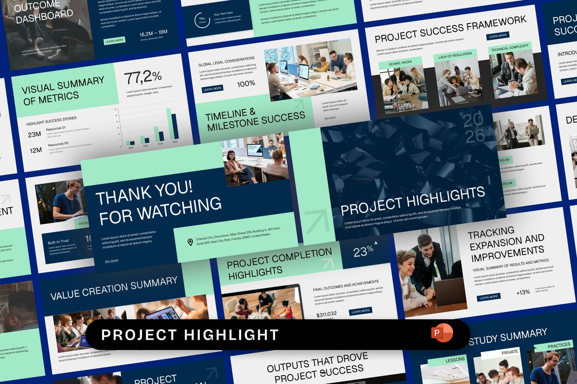 Template Presentasi PowerPoint Proyek Unggulan yang Menarik