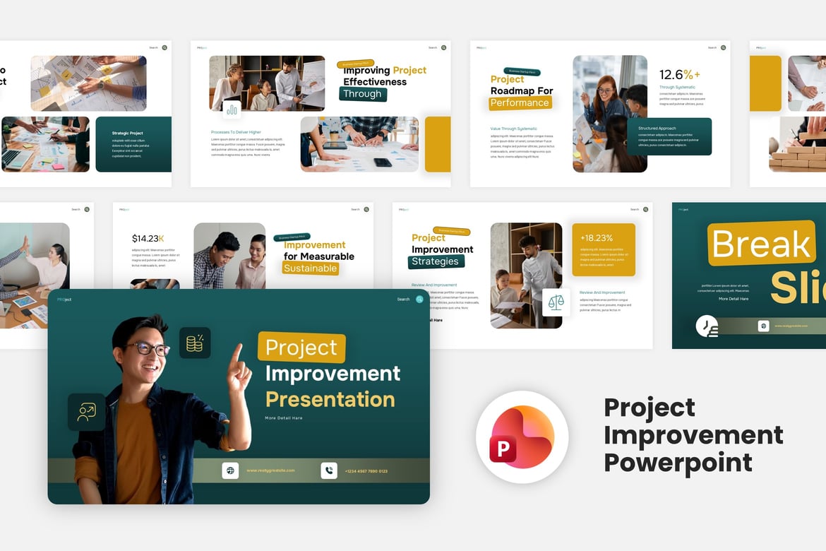 Template Powerpoint untuk Peningkatan Proyek yang Kreatif dan Menarik