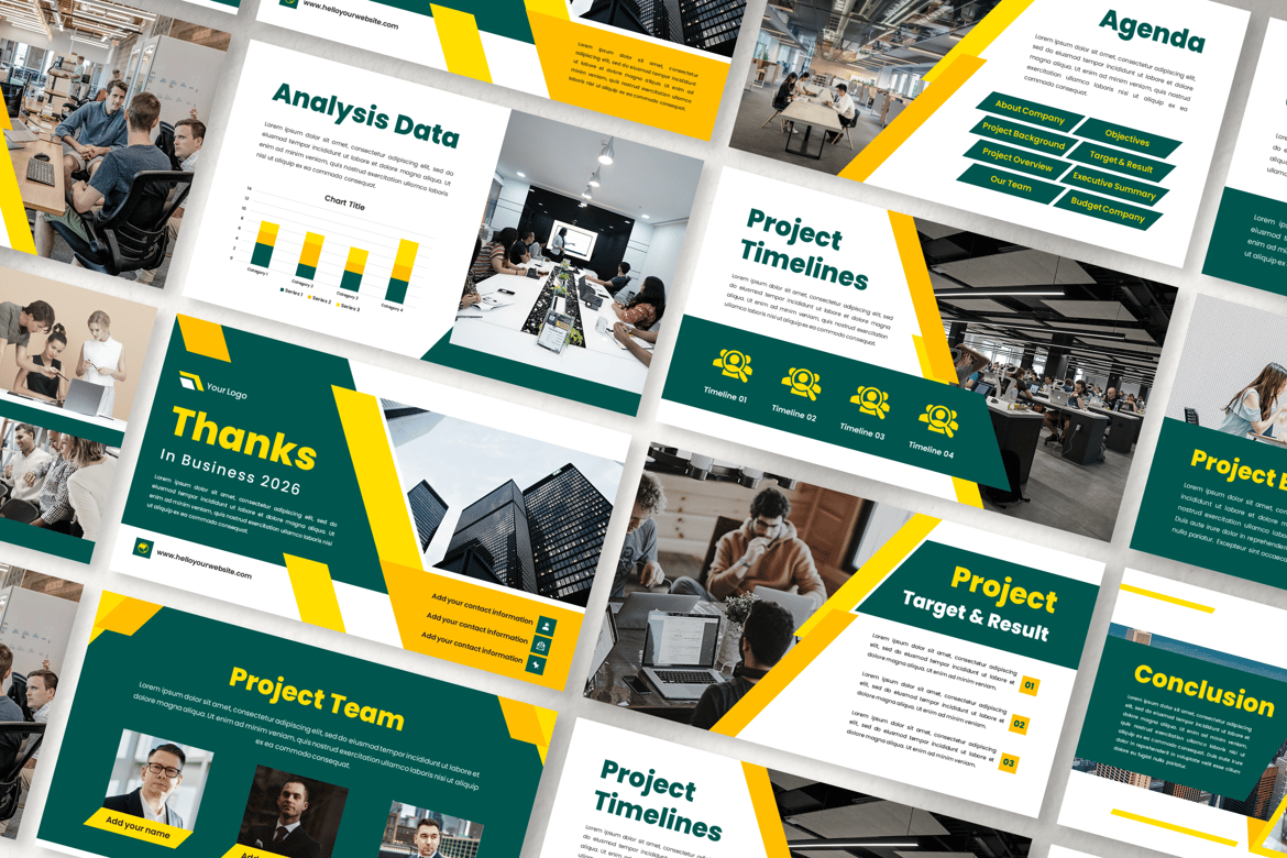 Template Presentasi PowerPoint untuk Proyek Bisnis yang Modern dan Elegan