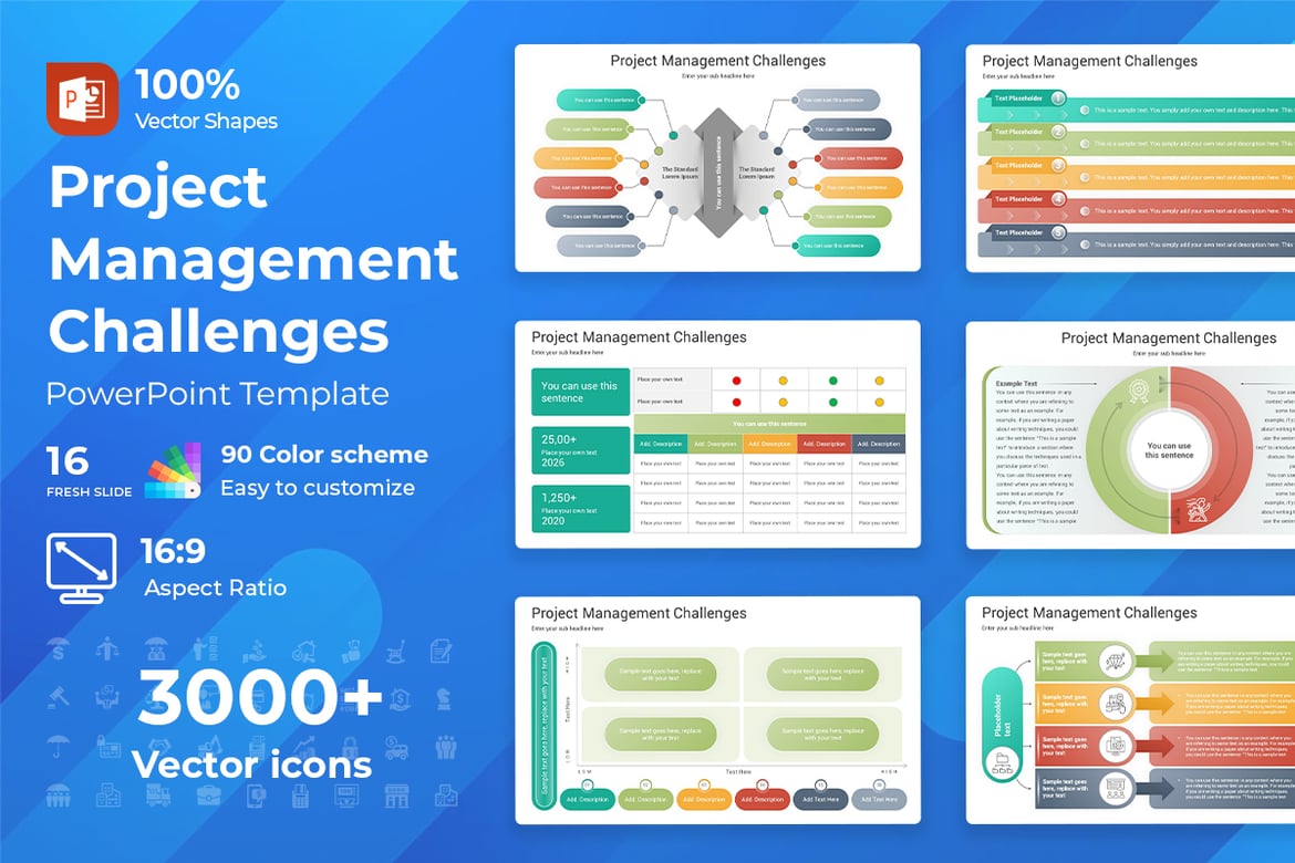 Template PowerPoint Tantangan Manajemen Proyek yang Menarik