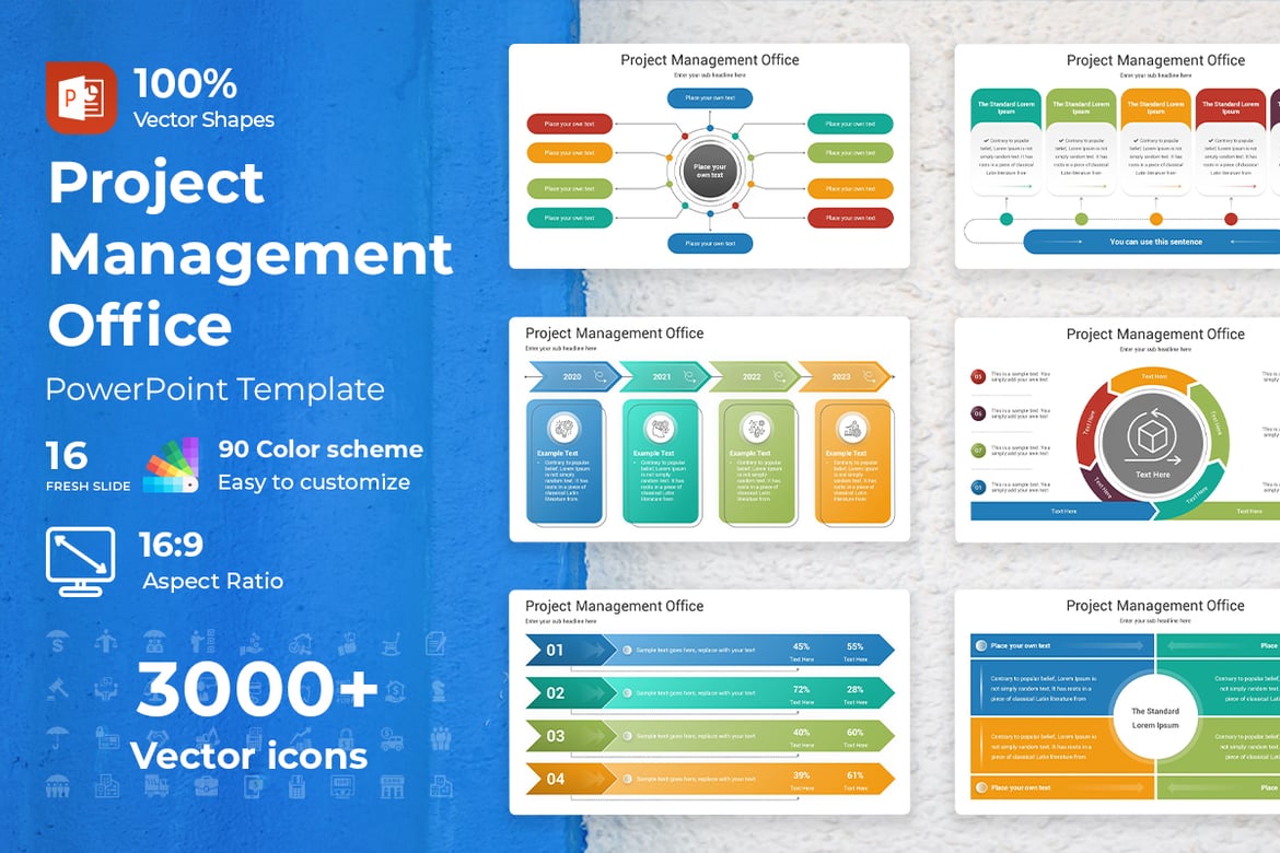 Template PowerPoint Kantor Manajemen Proyek yang Menarik