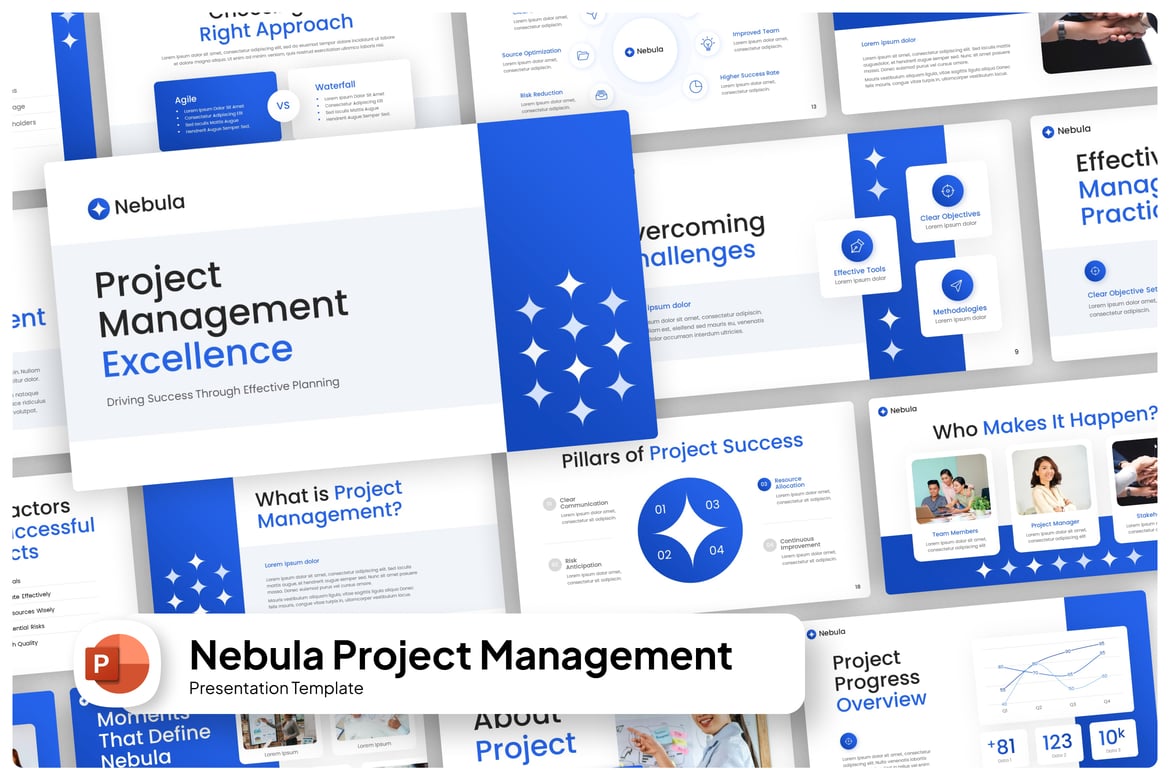 Template PowerPoint Manajemen Proyek Nebula yang Profesional