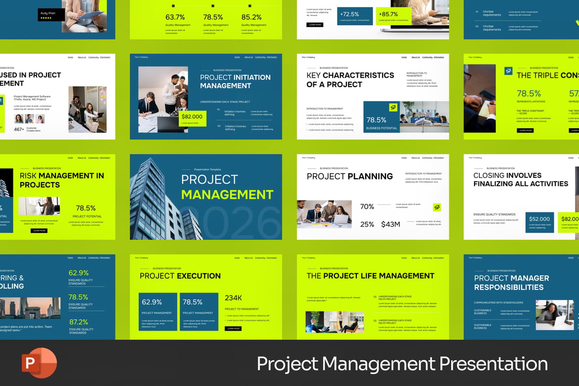 Template Presentasi PowerPoint Manajemen Proyek yang Profesional