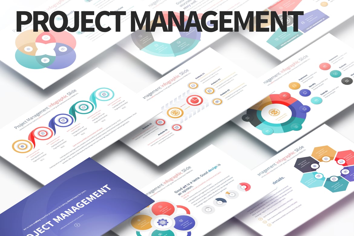 Template PowerPoint Infografis Manajemen Proyek yang Menarik