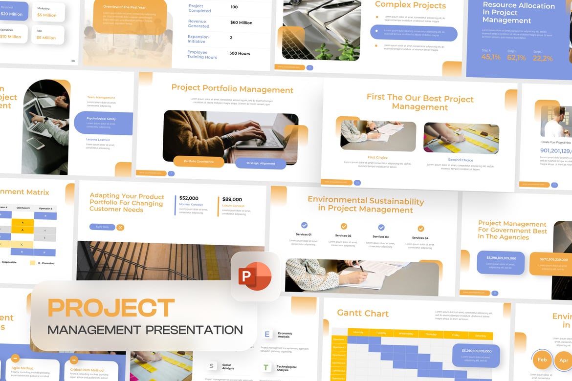 Template Presentasi PowerPoint Manajemen Proyek yang Menarik