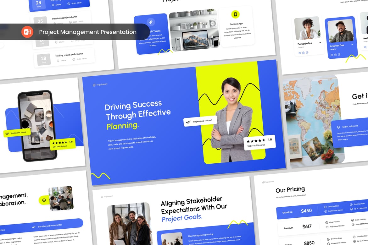 Template Presentasi PowerPoint Manajemen Proyek yang Modern dan Profesional