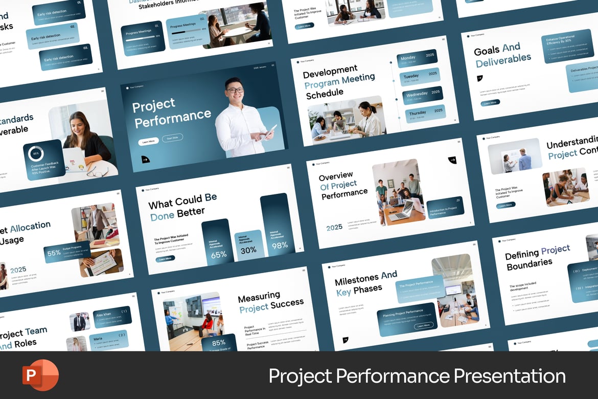 Template Presentasi PowerPoint Kinerja Proyek yang Efektif