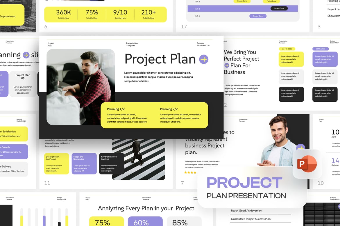 Template PowerPoint Rencana Proyek yang Kreatif dan Menarik