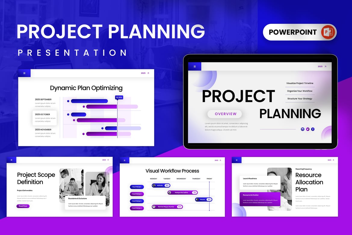 Template PowerPoint Perencanaan Proyek yang Efektif