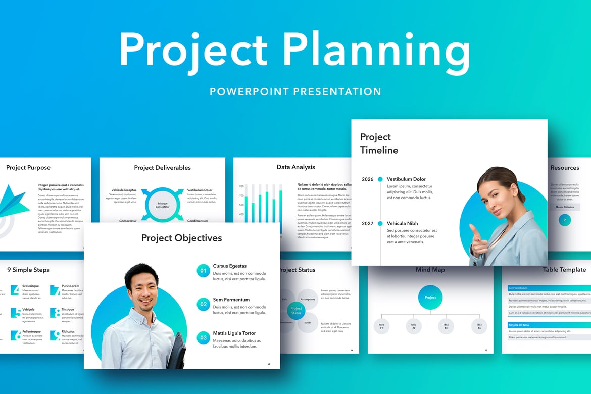 Template PowerPoint Perencanaan Proyek yang Menarik dan Profesional