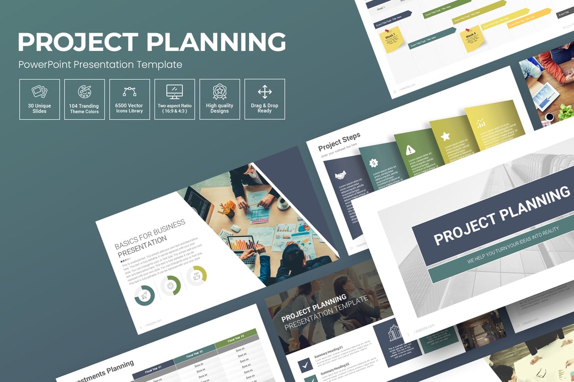 Template PowerPoint Presentasi Perencanaan Proyek yang Menarik
